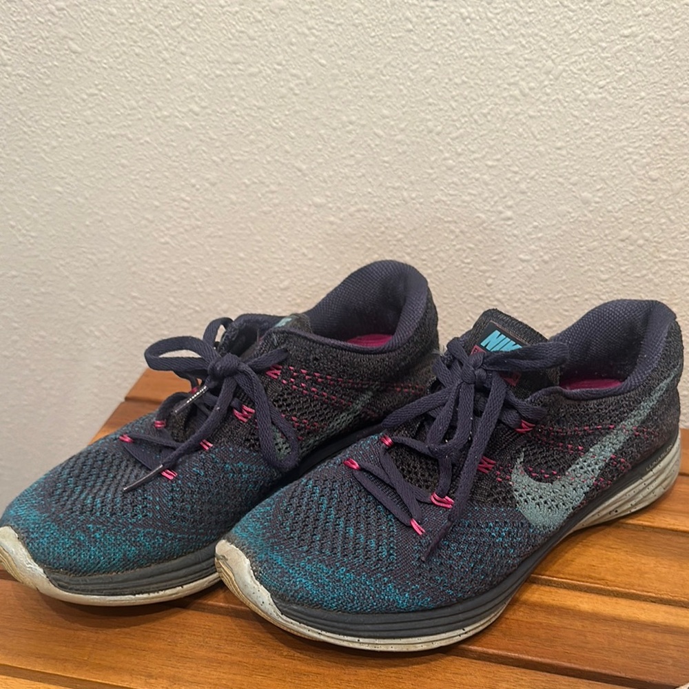 Blue Nike Running Shoes Flyknit Lunar